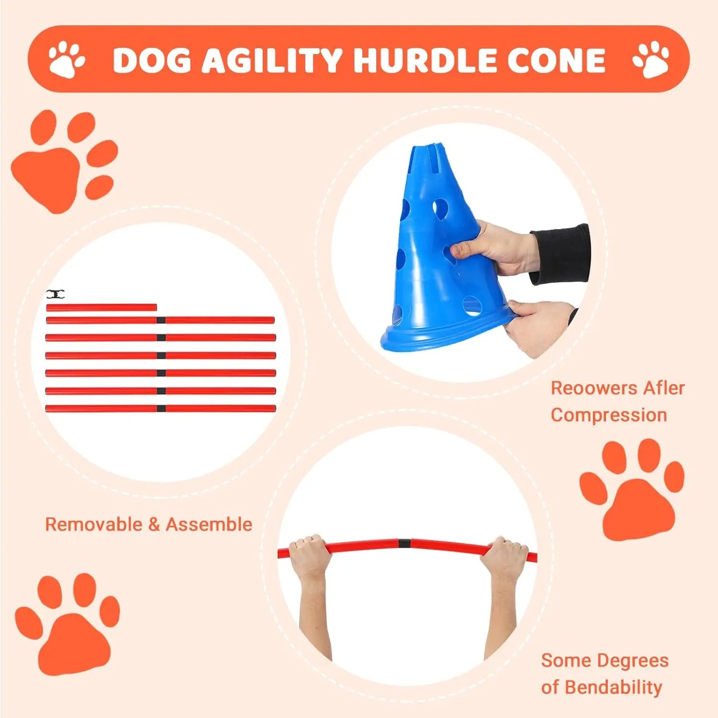 Dog Agility Hurdle Cone Set Dog Agility Course Backyard Set - The Paw Tech