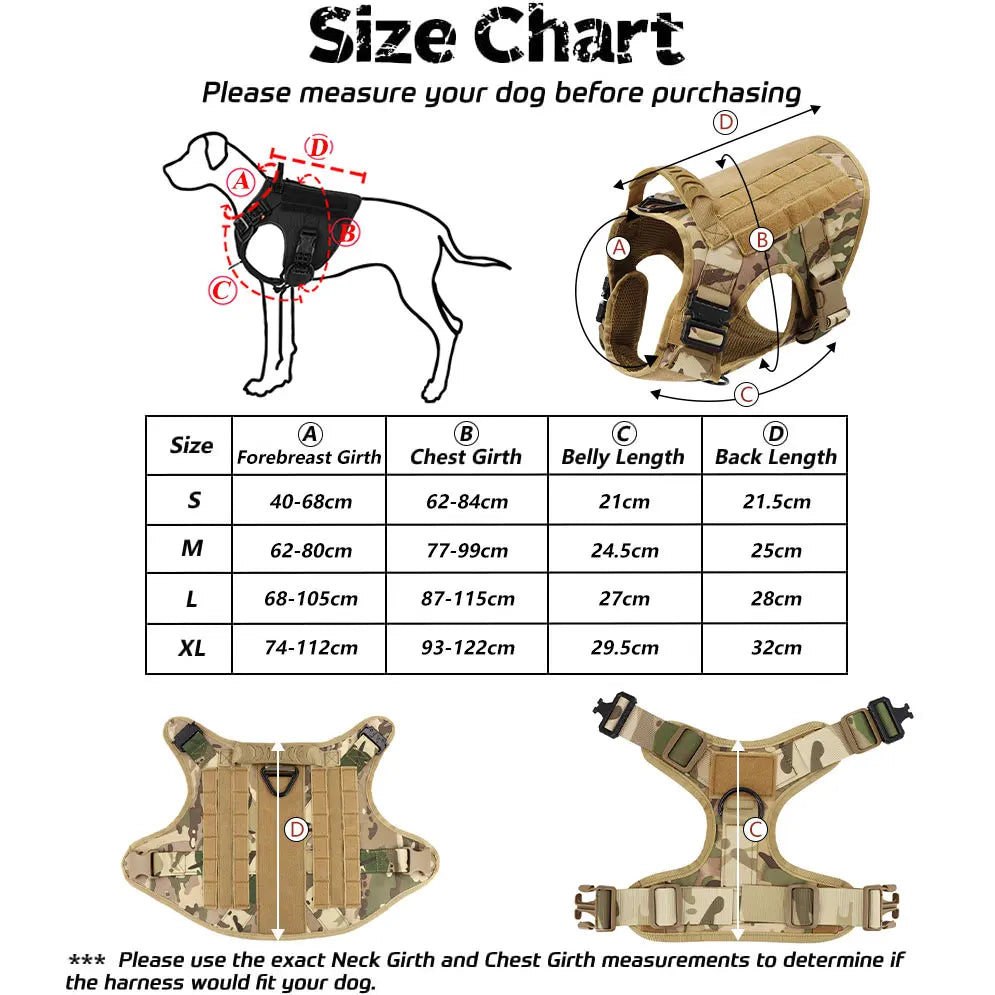 Military Large Dog Harness Set for Tactical Training Accessories - The Paw Tech