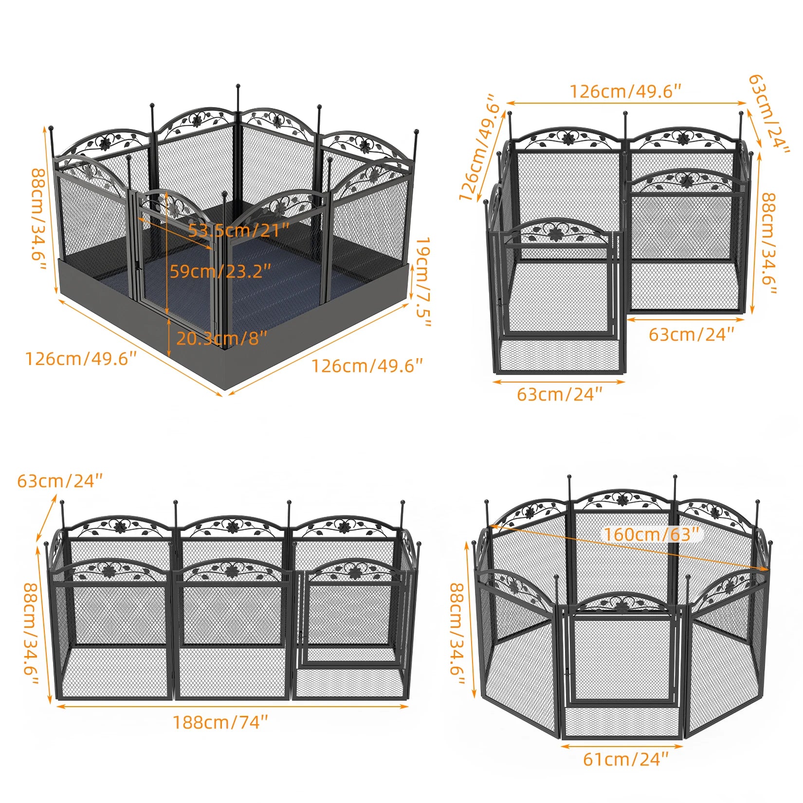 8 Panels DIY Heavy Duty Dog Playpen Pen Outdoor Indoor Dog Puppy Metal Fence with Waterproof Fertility Pad for Whelping,Training - The Paw Tech