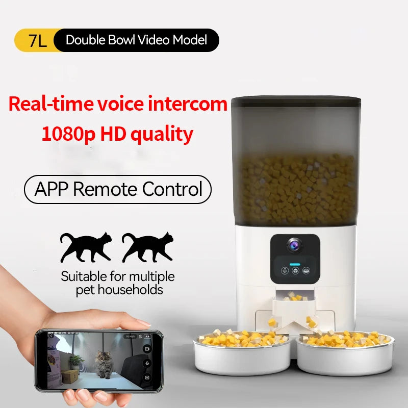 PAPIFEED Smart Automatic Cat and Dog Food Dispenser 7L Large Capacity WiFi Connected Timer Dosing - The Paw Tech