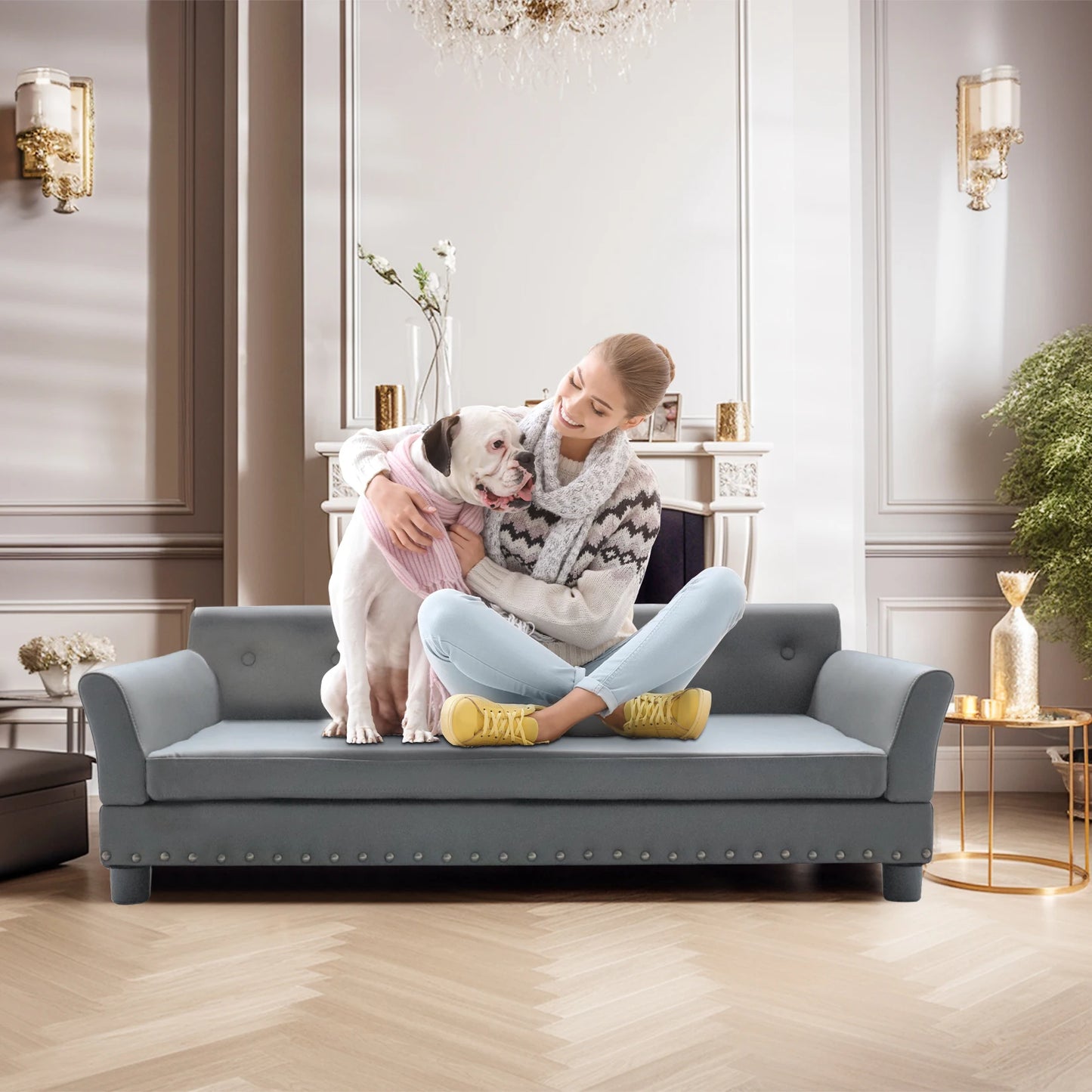 Heavy Duty Pet Sofa Large Raised Dog Bed Cushioned Sofa Softly Pet Cat Bed Puppy Sofa Couch Lounge Bed - The Paw Tech