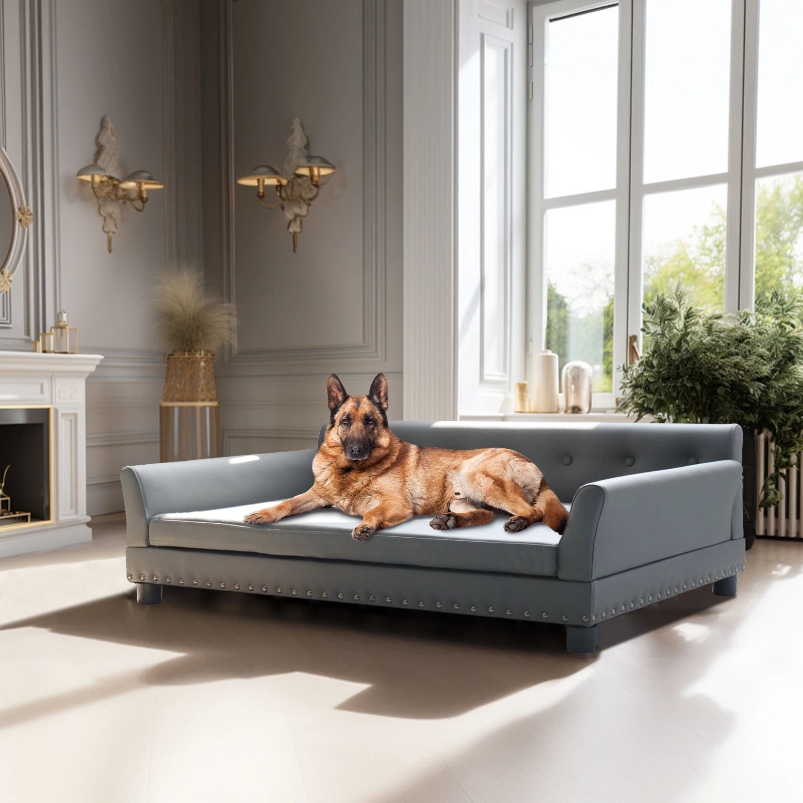 Heavy Duty Pet Sofa Large Raised Dog Bed Cushioned Sofa Softly Pet Cat Bed Puppy Sofa Couch Lounge Bed - The Paw Tech