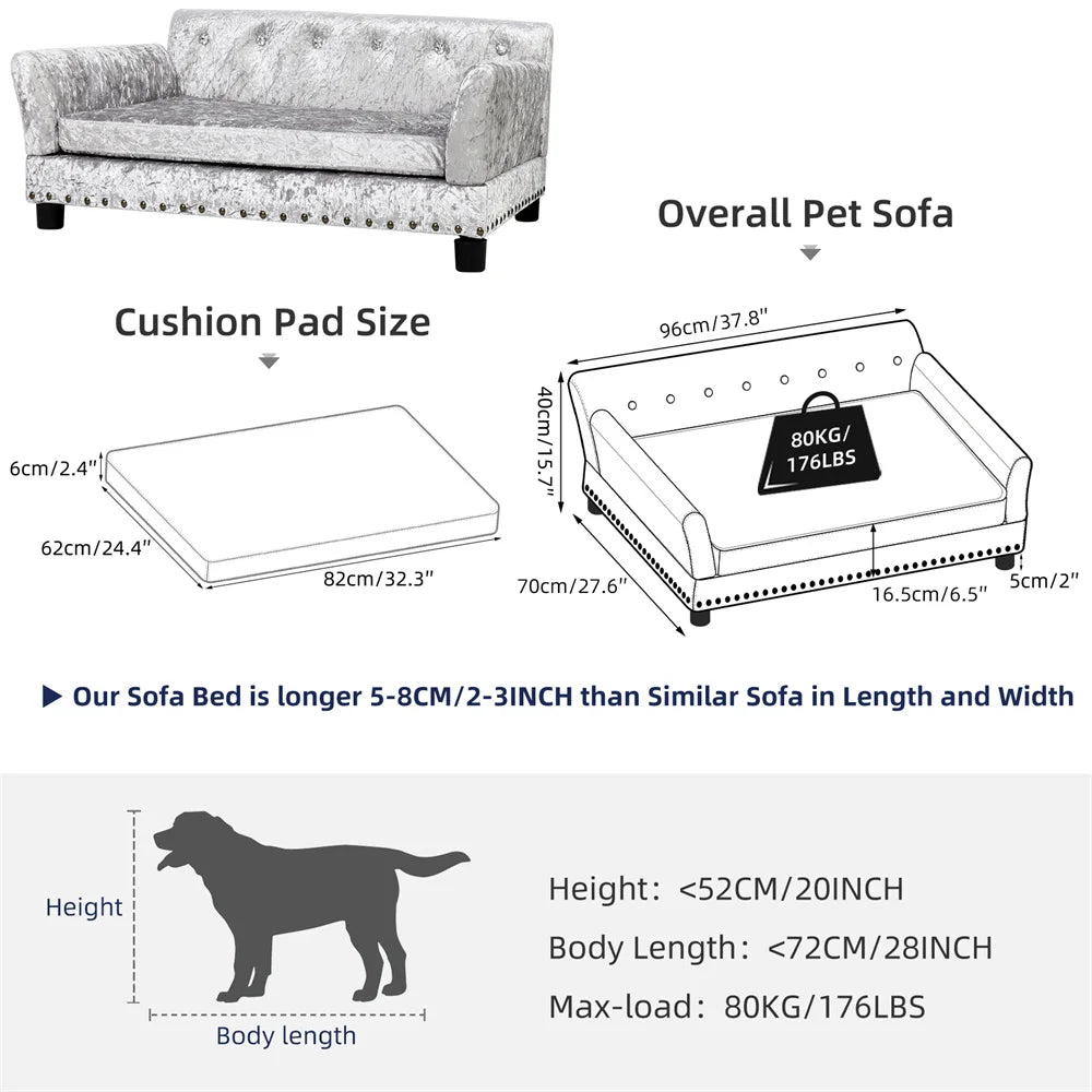 Heavy Duty Pet Sofa Large Raised Dog Bed Cushioned Sofa Softly Pet Cat Bed Puppy Sofa Couch Lounge Bed - The Paw Tech
