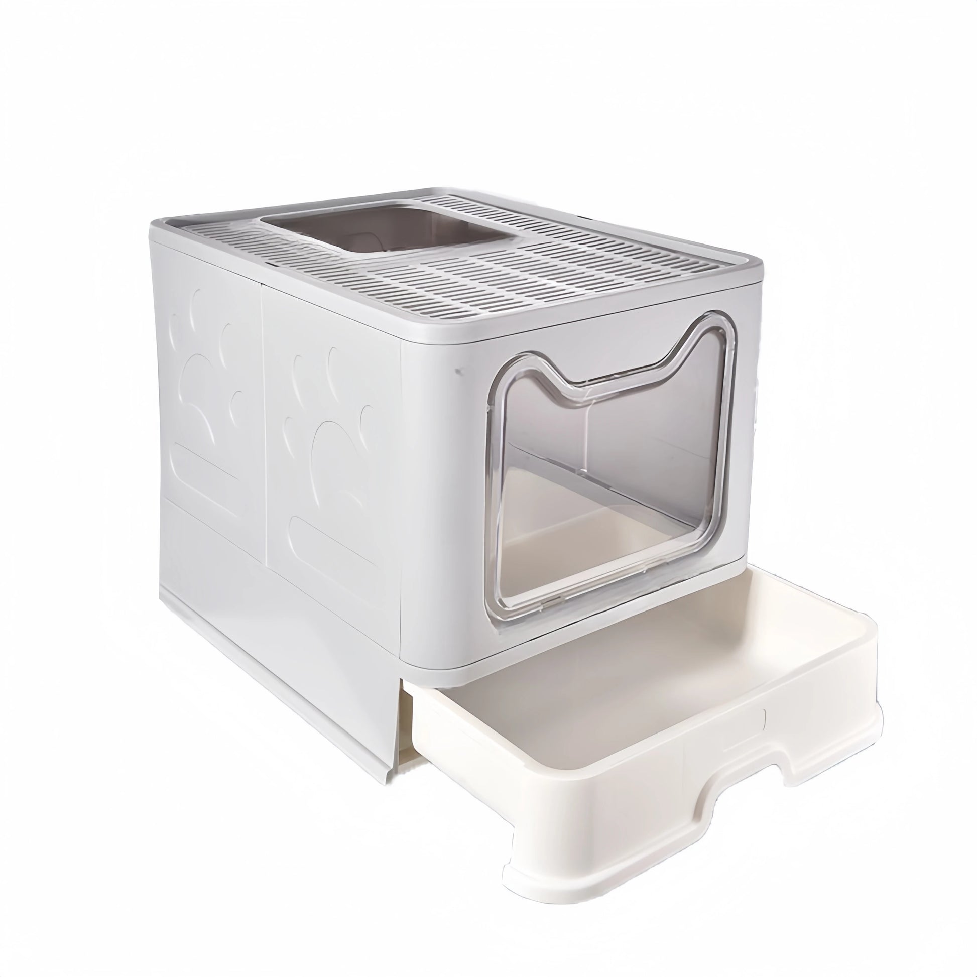 Convenient Foldable Litter Box Drawer Design with Scooper for Easy Cat Waste Management - The Paw Tech