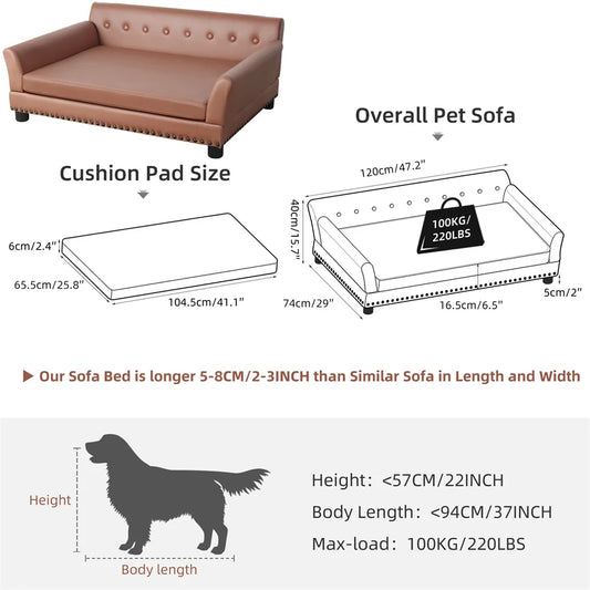 Heavy Duty Pet Sofa Large Raised Dog Bed Cushioned Sofa Softly Pet Cat Bed Puppy Sofa Couch Lounge Bed - The Paw Tech