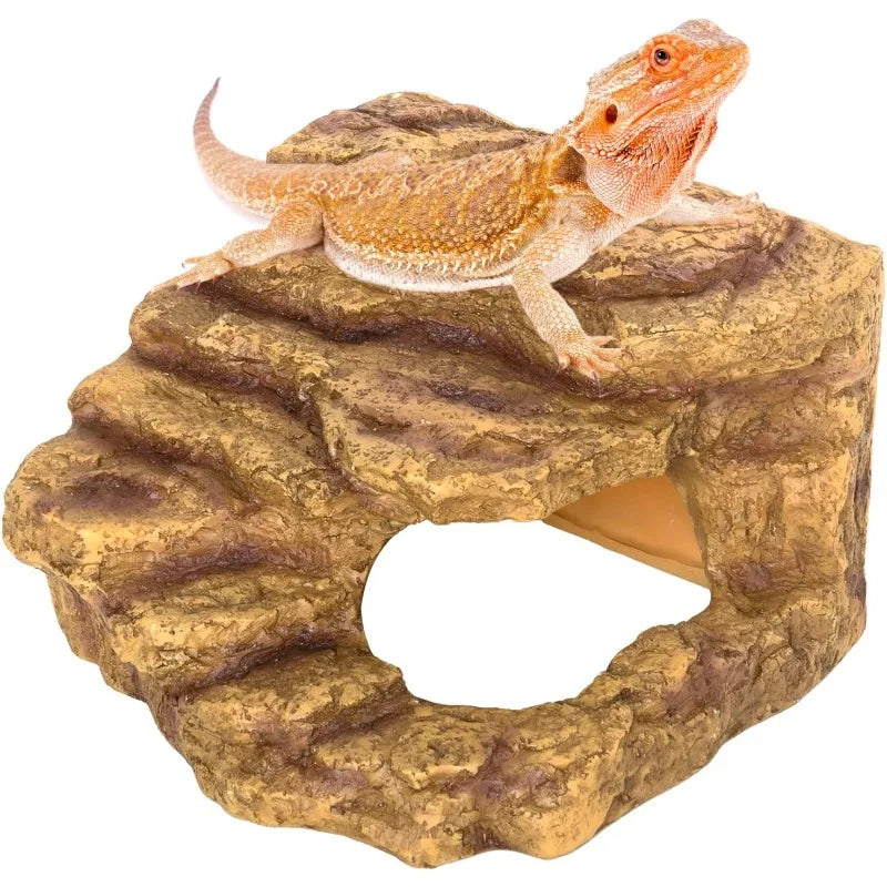 Reptile Hideout Cave Reptile Habitat Tank Decor Terrarium Accessories for Bearded Dragon Leopard Gecko Lizards Turtle - The Paw Tech