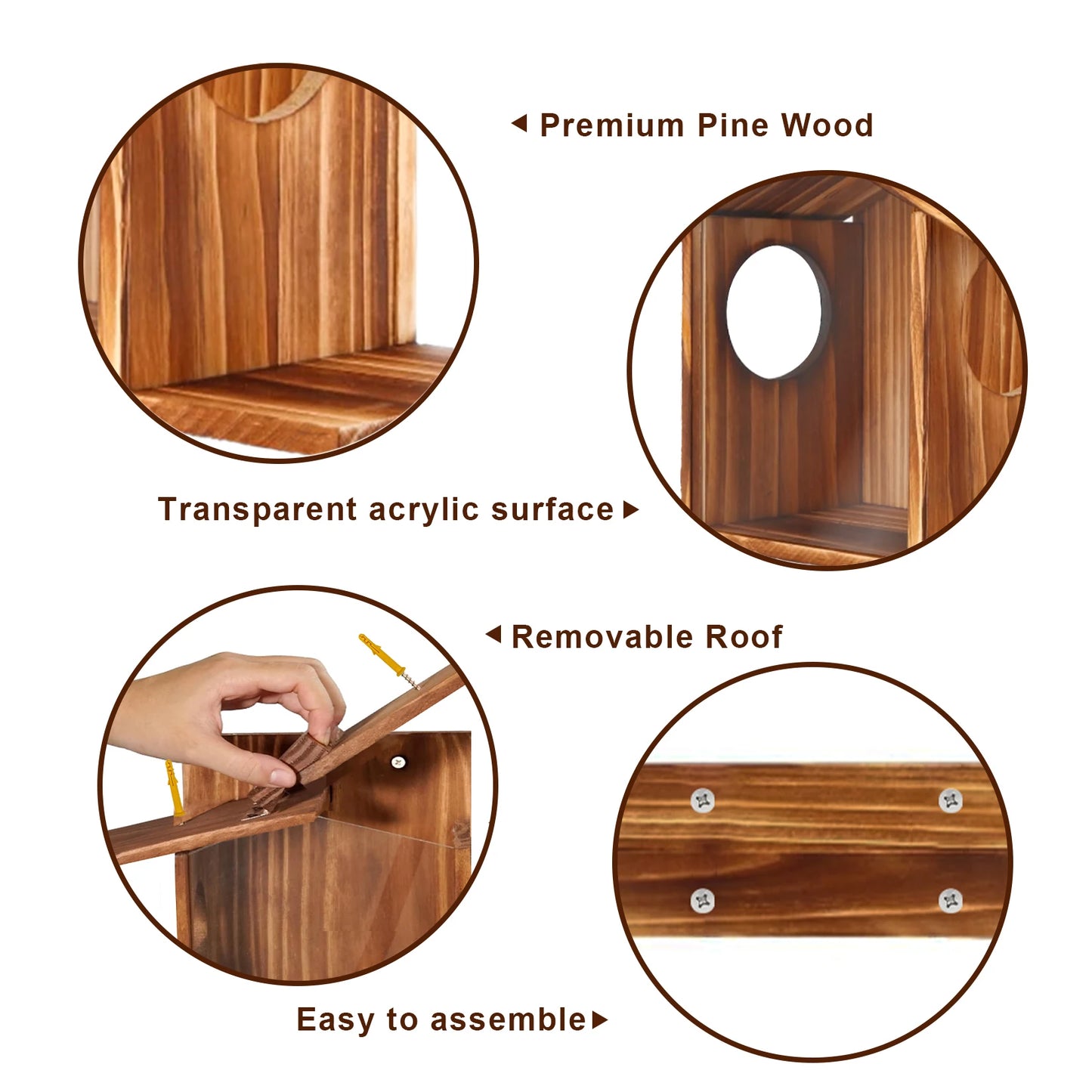 Carbonized Wood Squirrel Feeder for Outside Winter Durable Chipmunk House Box