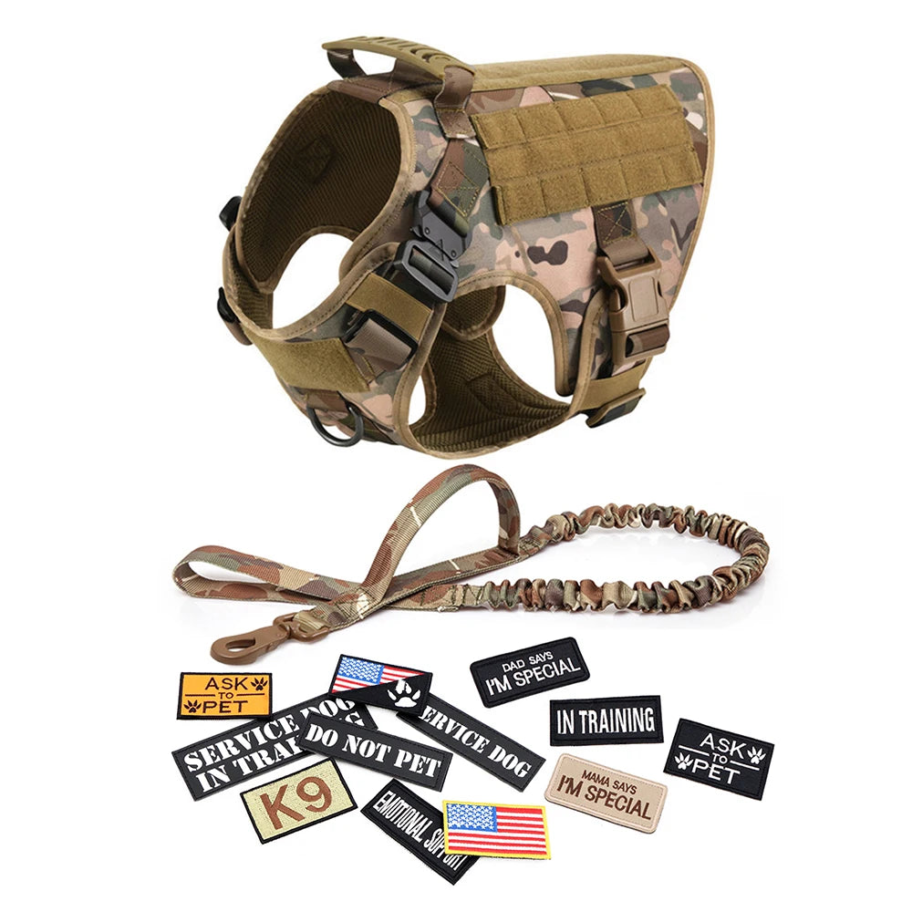 Military Large Dog Harness Set for Tactical Training Accessories - The Paw Tech
