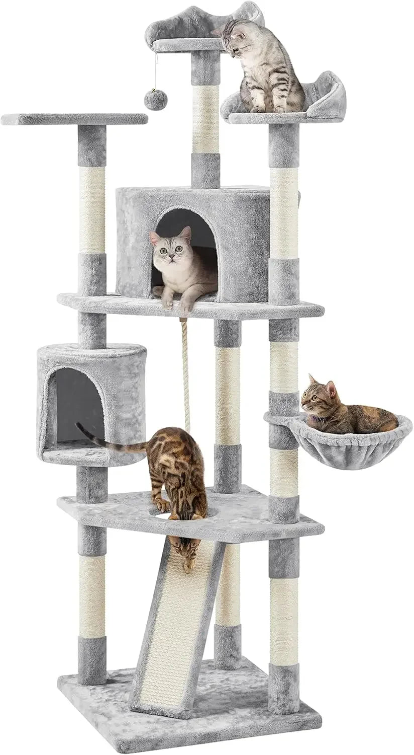79 Inch Multi Level Cat Tree Indoor Cat Tower with Sisal Covered Scratching Posts Plush Perches and Condo for Kittens Cats and Pets