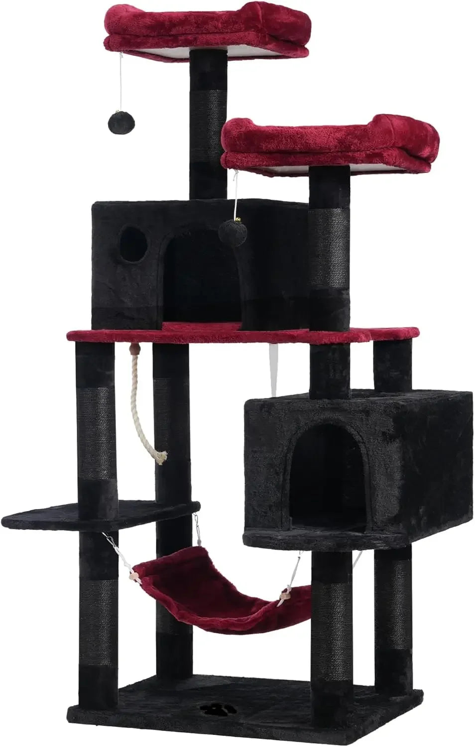 Large Multi-Level Cat Tree Condo Furniture with Sisal Covered Scratching Posts Two Bigger Plush Condos Perch Hammock for Kittens - The Paw Tech