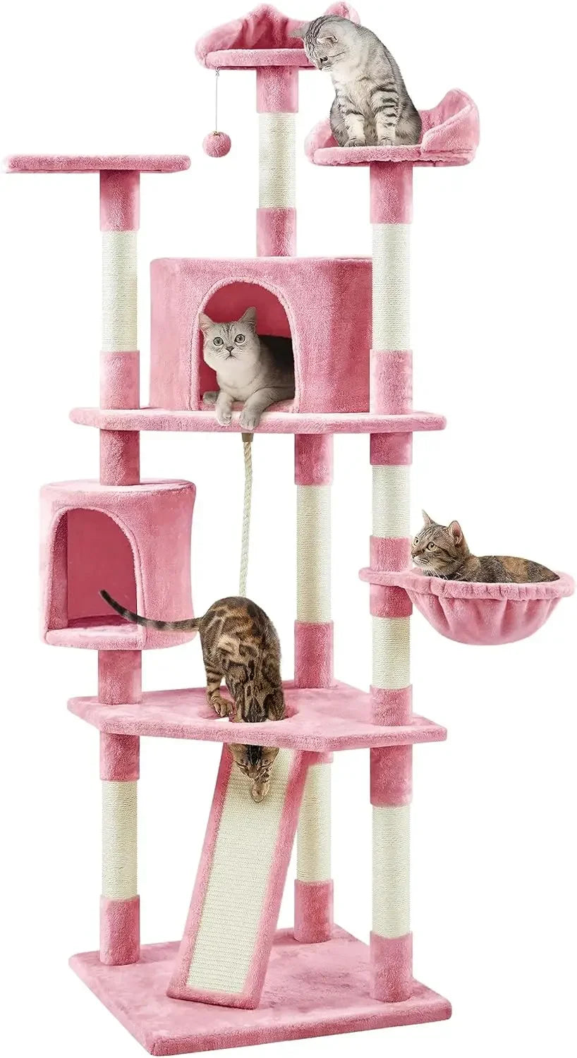 79 Inch Multi Level Cat Tree Indoor Cat Tower with Sisal Covered Scratching Posts Plush Perches and Condo for Kittens Cats and Pets
