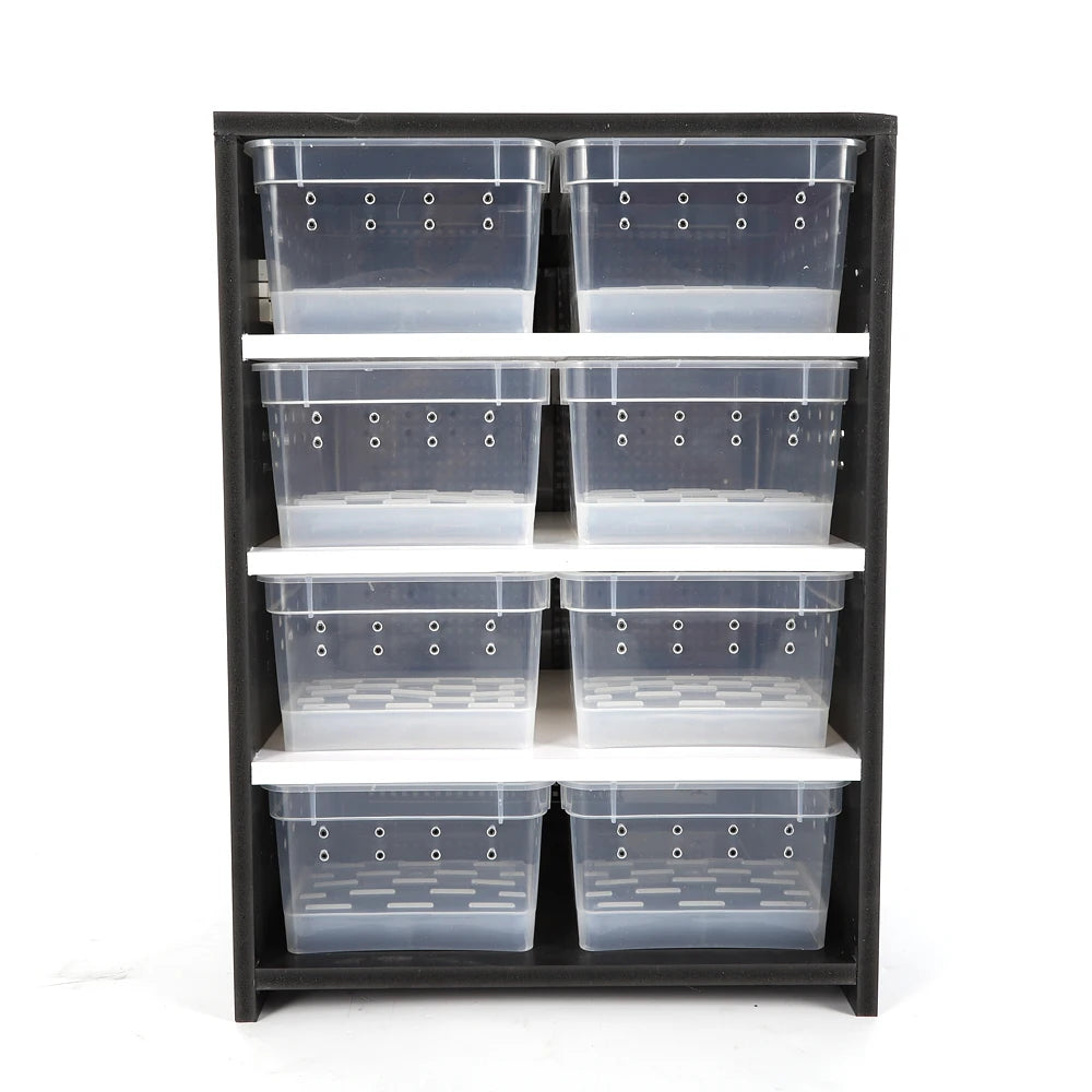 Multi-Layer Acrylic Reptile Breeding Cabinet with 13W Heating Pad, Hygrometer, 8 Transparent Breeding Boxes for Pet Housing - The Paw Tech