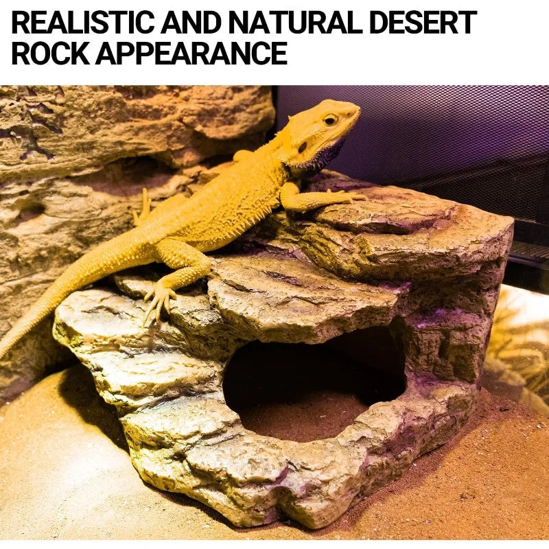 Reptile Hideout Cave Reptile Habitat Tank Decor Terrarium Accessories for Bearded Dragon Leopard Gecko Lizards Turtle - The Paw Tech