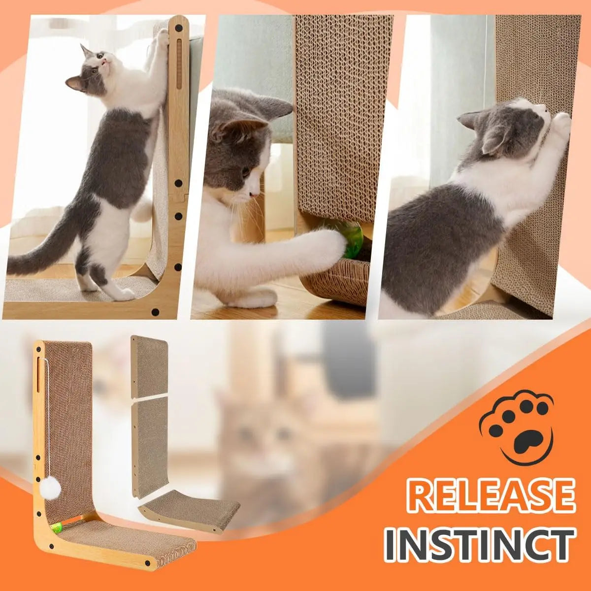 L Shape Cat Scratcher 23.6 Inch Cat Scratchers for Indoor Cats Furniture Protection Cardboard Cat Scratching Pad - The Paw Tech