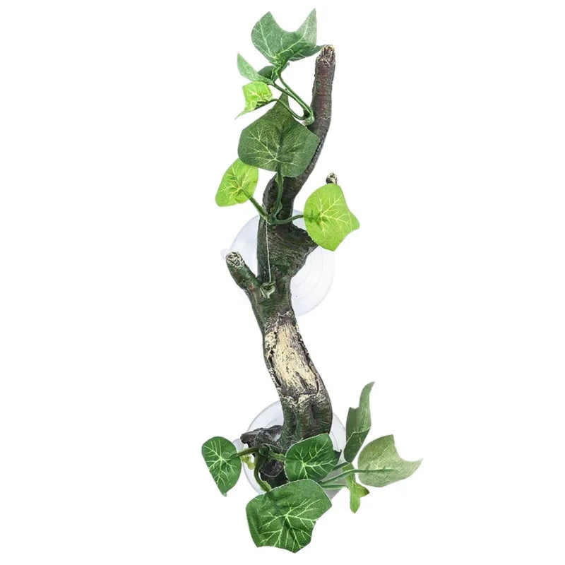 1/2pcs Reptile Terrarium Plant Decoration Reptile Plants With Suction Cup For Amphibian Lizard Climbing Pets Tank Habitat Decor