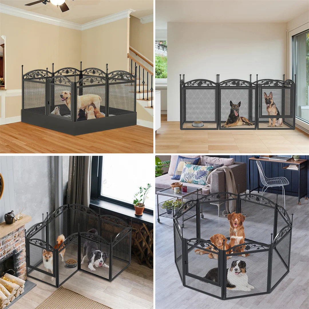 8 Panels DIY Heavy Duty Dog Playpen Pen Outdoor Indoor Dog Puppy Metal Fence with Waterproof Fertility Pad for Whelping,Training - The Paw Tech