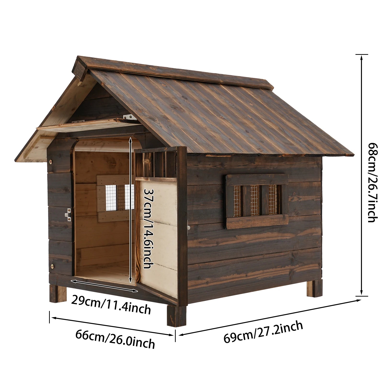 Dog House with Window and Door Easy to Install Water Resistant Pet House for Indoor and Outdoor Use - The Paw Tech