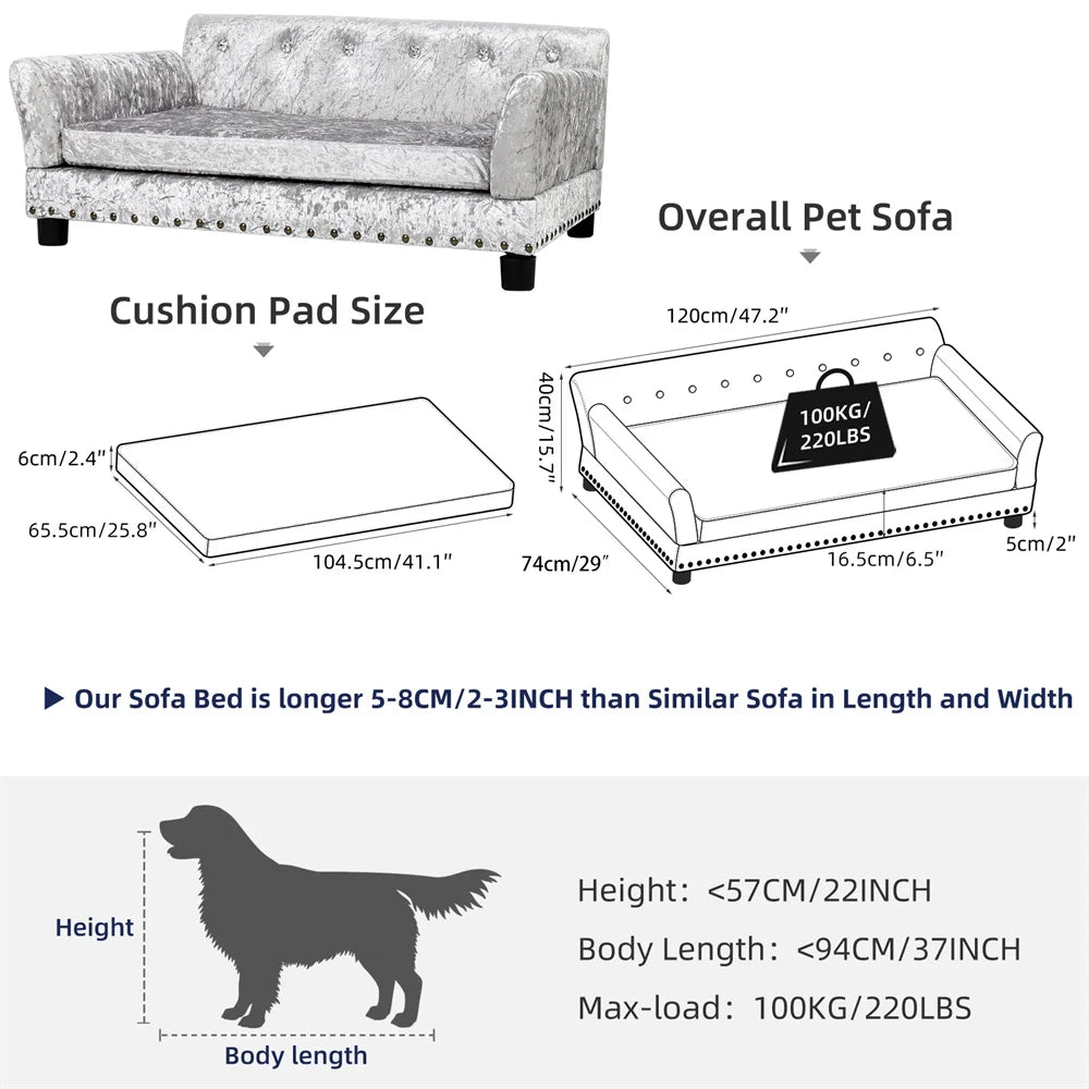 Heavy Duty Pet Sofa Large Raised Dog Bed Cushioned Sofa Softly Pet Cat Bed Puppy Sofa Couch Lounge Bed - The Paw Tech
