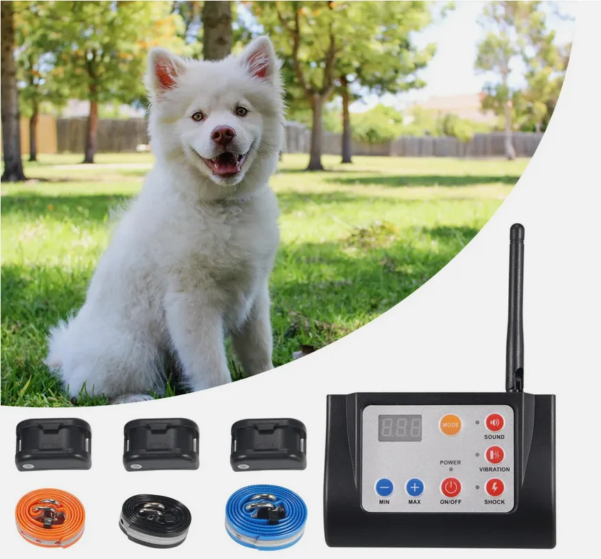 Wireless Dog Fence Electric Pet Containment System Shock Collars For 3 Dogs - The Paw Tech