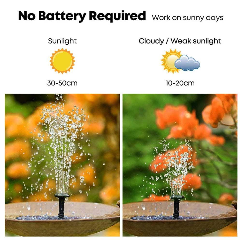 13/16/18cm Solar Fountain Pump Floating Solar Panel Bird Baths Water Fountain with 8 Nozzles For Outdoor Garden Pool Pond Decor