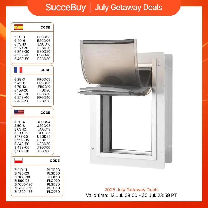 SucceBuy Pet Door Metal Frame with Lock and 3-Flap System Weatherproof Doggy Door Easy to Install in Interior or Exterior Walls