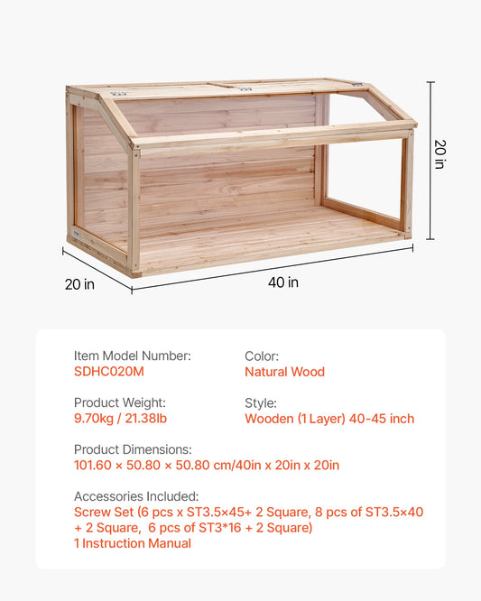 VEVOR Wooden Hamster Cage 270° Viewing Hamster Habitat Hamster Cages with Openable Top Ventilated Animal Cage for Gerbils Mice