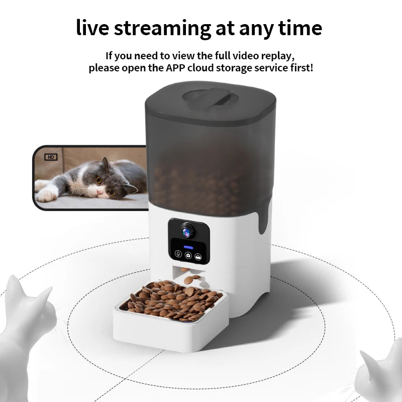 PAPIFEED Automatic Cat Feeder WiFi Intelligent Timed 6L Pet Food Dispenser for Cats and Dogs