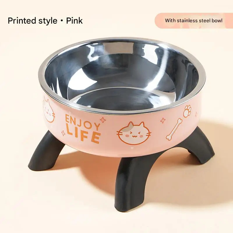 Elevated Pet Bowl for Puppies & Kittens Non Slip Stainless Steel Cat & Dog Food Dish with Neck Support, Anti Tip Design