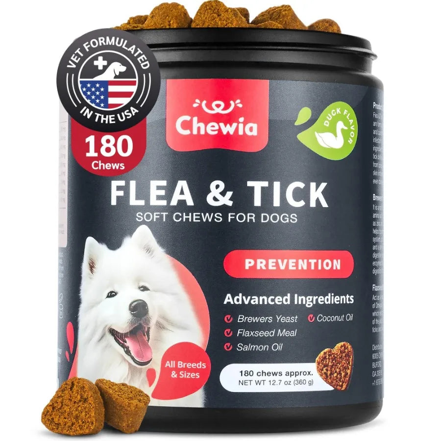 Dog Flea and Tick Treatment Chews FleaTick Prevention for Dogs Chewables Natural Dog Flea Tick Control Soft Treats Immune Suppo - The Paw Tech