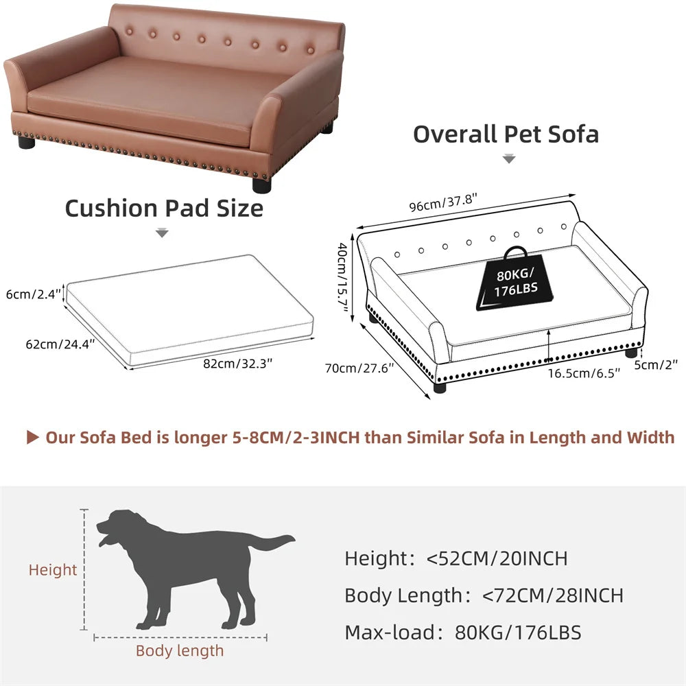 Heavy Duty Pet Sofa Large Raised Dog Bed Cushioned Sofa Softly Pet Cat Bed Puppy Sofa Couch Lounge Bed - The Paw Tech