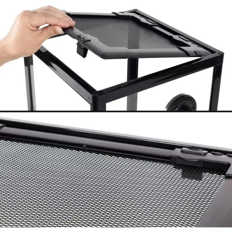 Hot Sale.15 Gallon Full Glass Reptile Terrarium 12" x 12" x 24" Knock-Down Glass Tank and Siphon Gravel Cleaner Se