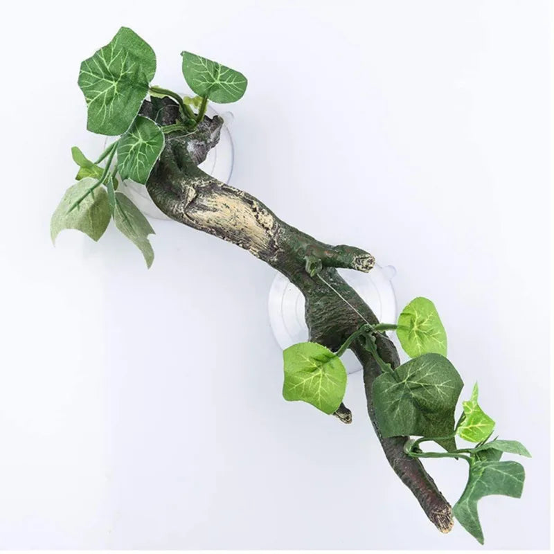 1/2pcs Reptile Terrarium Plant Decoration Reptile Plants With Suction Cup For Amphibian Lizard Climbing Pets Tank Habitat Decor