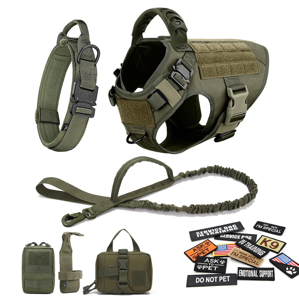 Military Large Dog Harness Set for Tactical Training Accessories - The Paw Tech