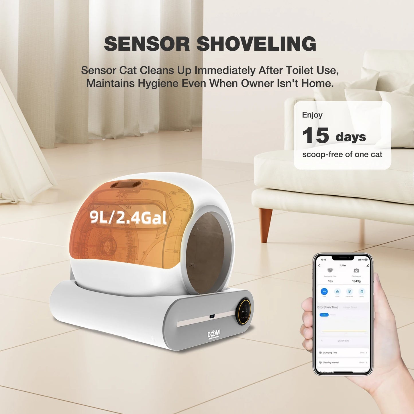 Automatic Cat Litter Box Self Cleaning with App Control Smart Cat Toilet for Multiple Large Cats