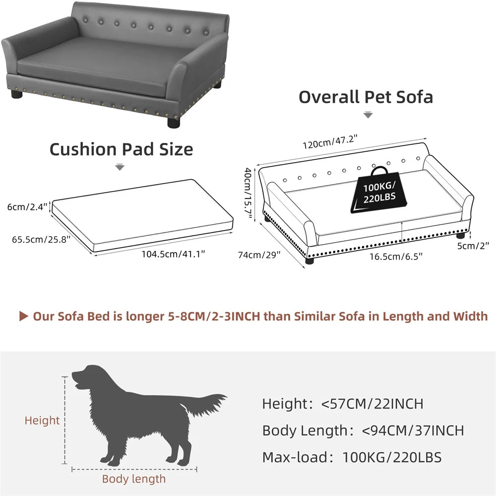 Heavy Duty Pet Sofa Large Raised Dog Bed Cushioned Sofa Softly Pet Cat Bed Puppy Sofa Couch Lounge Bed - The Paw Tech
