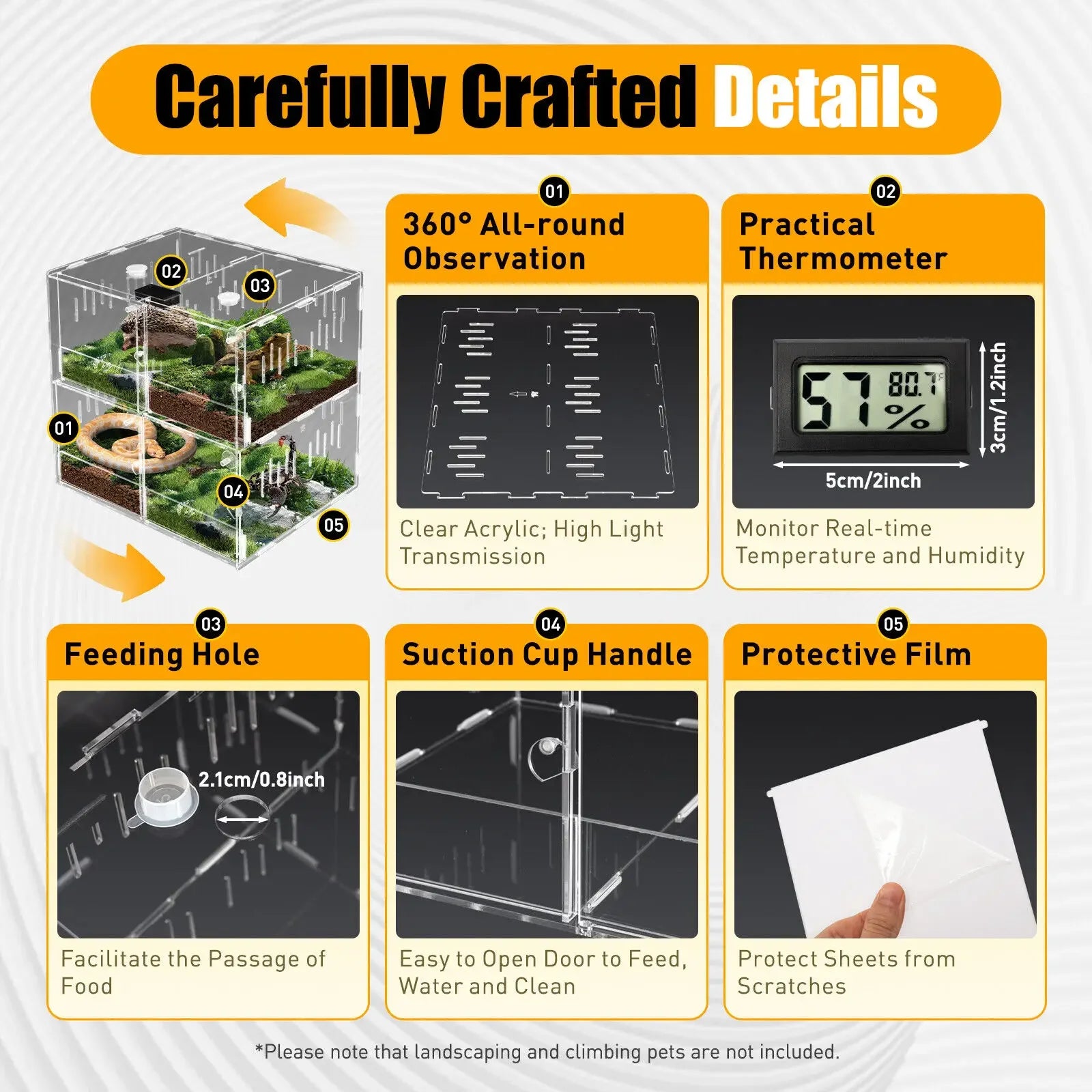 4 Grids Clear Acrylic Pet Reptile Cage Breeding Box Terrarium for Lizard Insect Climbing Spider and Snake Tank - The Paw Tech