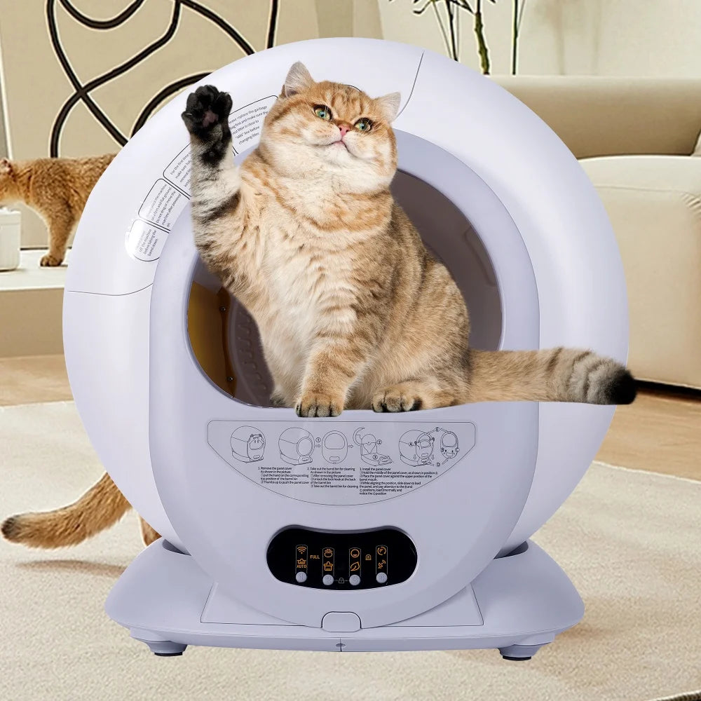 Automatic Self Cleaning Cat Litter Box with App Control and Auto Scooping Odor Removal 2.4G WiFi Smart Pet Toilet